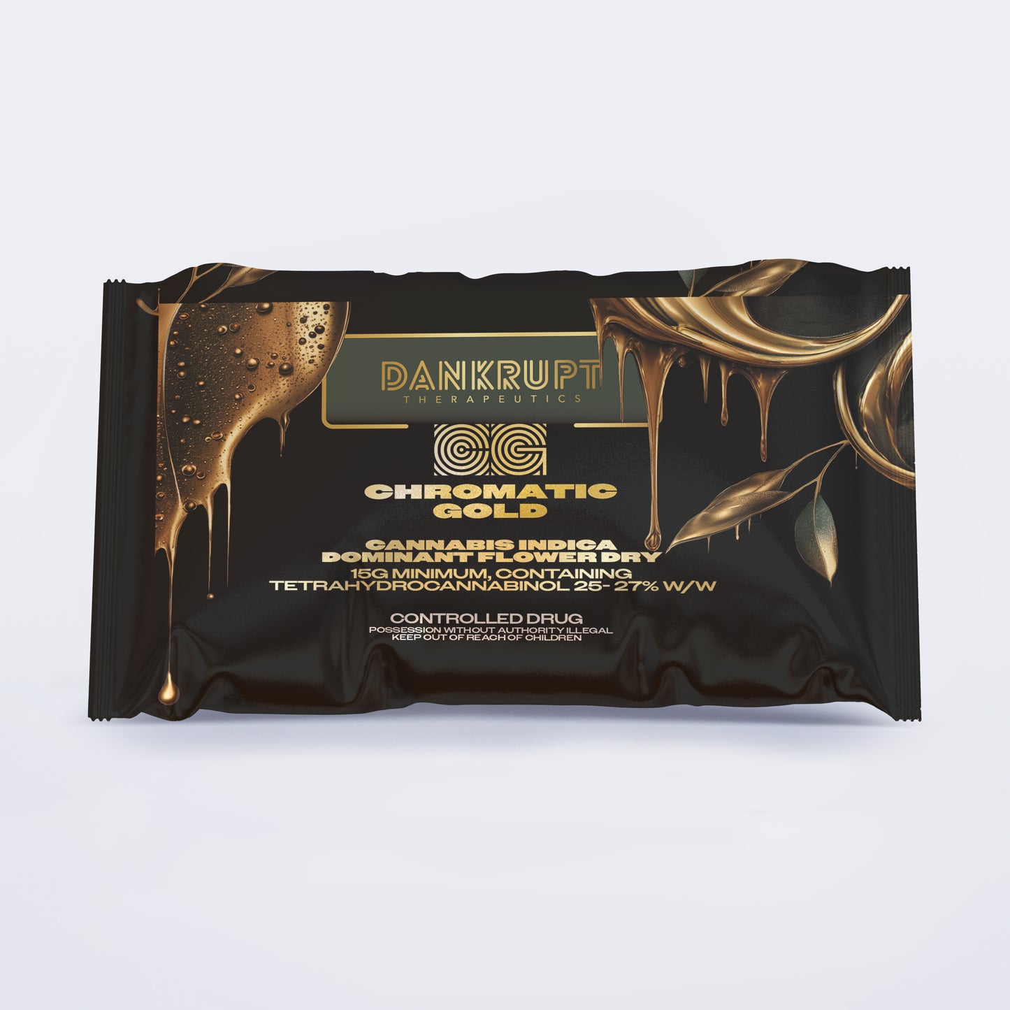 Dankrupt Chromatic Gold 25% THC 15g Mylar Bag