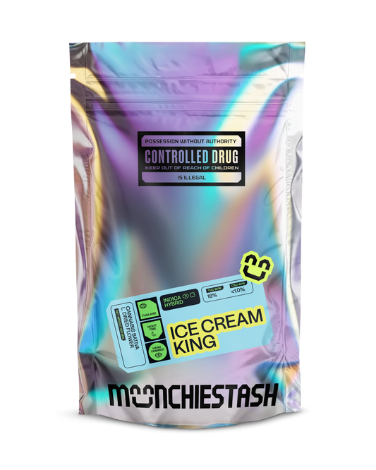 MunchieStash Ice Cream King THC 18% Flower 15g Mylar Bag