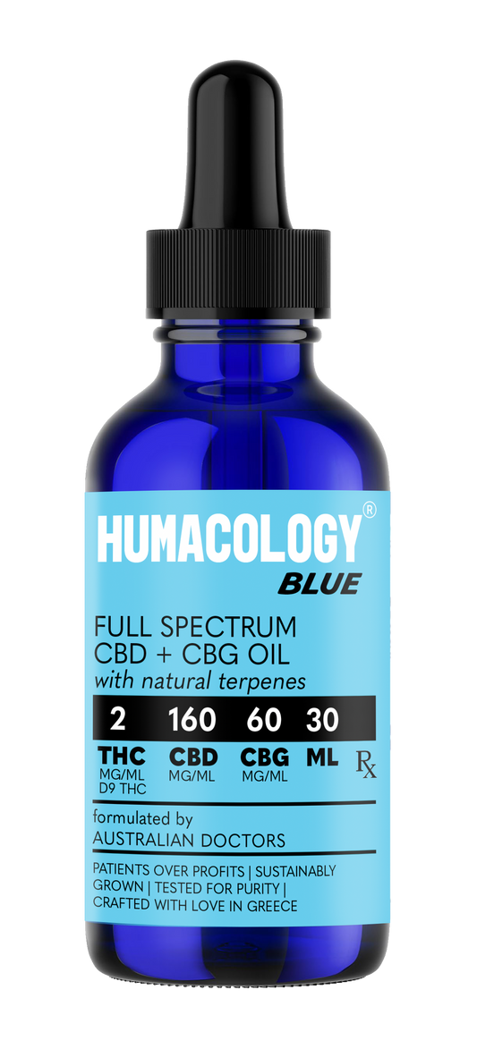 Humacology 2:160:60 Full Spectrum THC+CBD+CBG "BLUE" Oil - 30mls