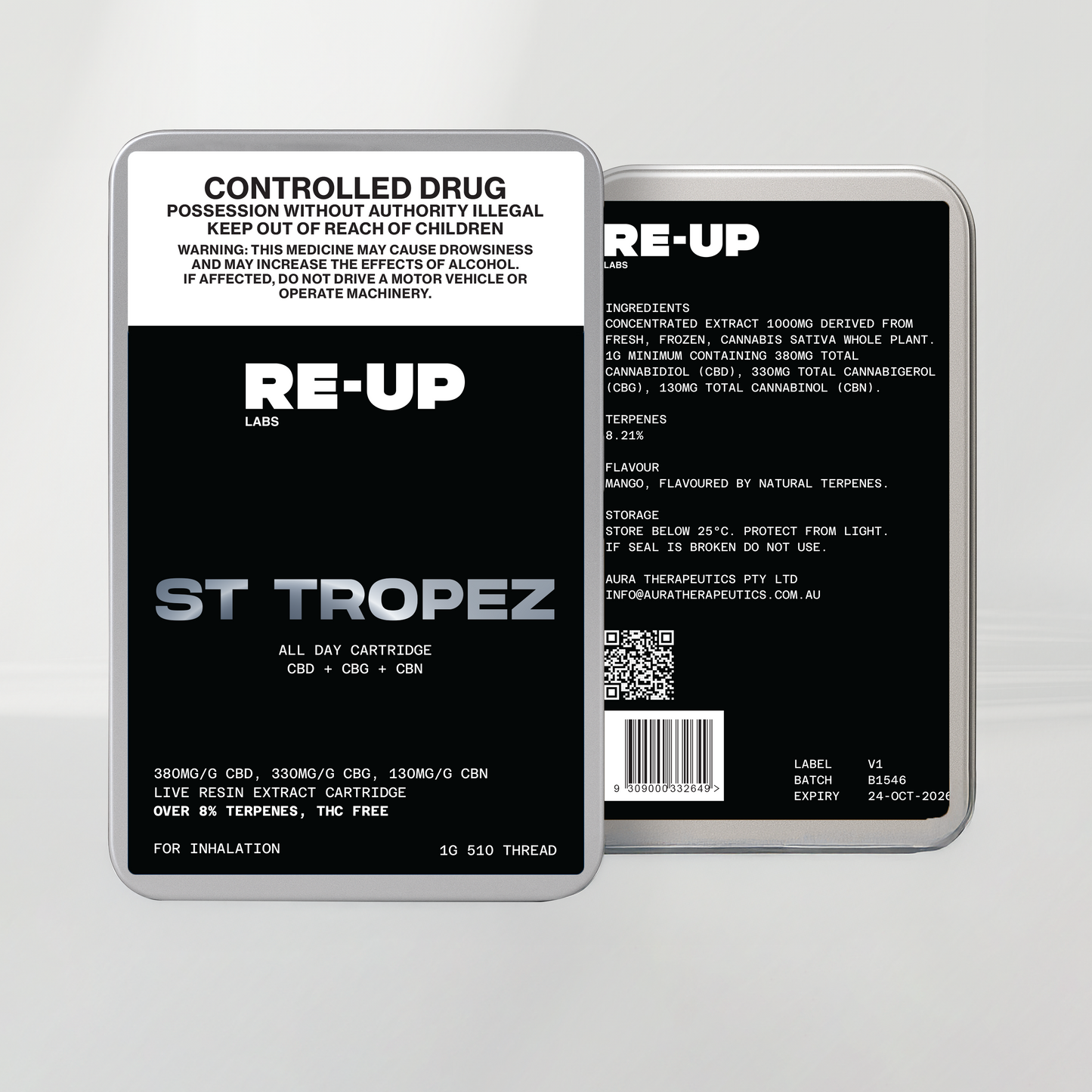 Re-UP Labs ST TROPEZ Cart - CBD:CBG:CBN (THC Free) - All Day Cartridge