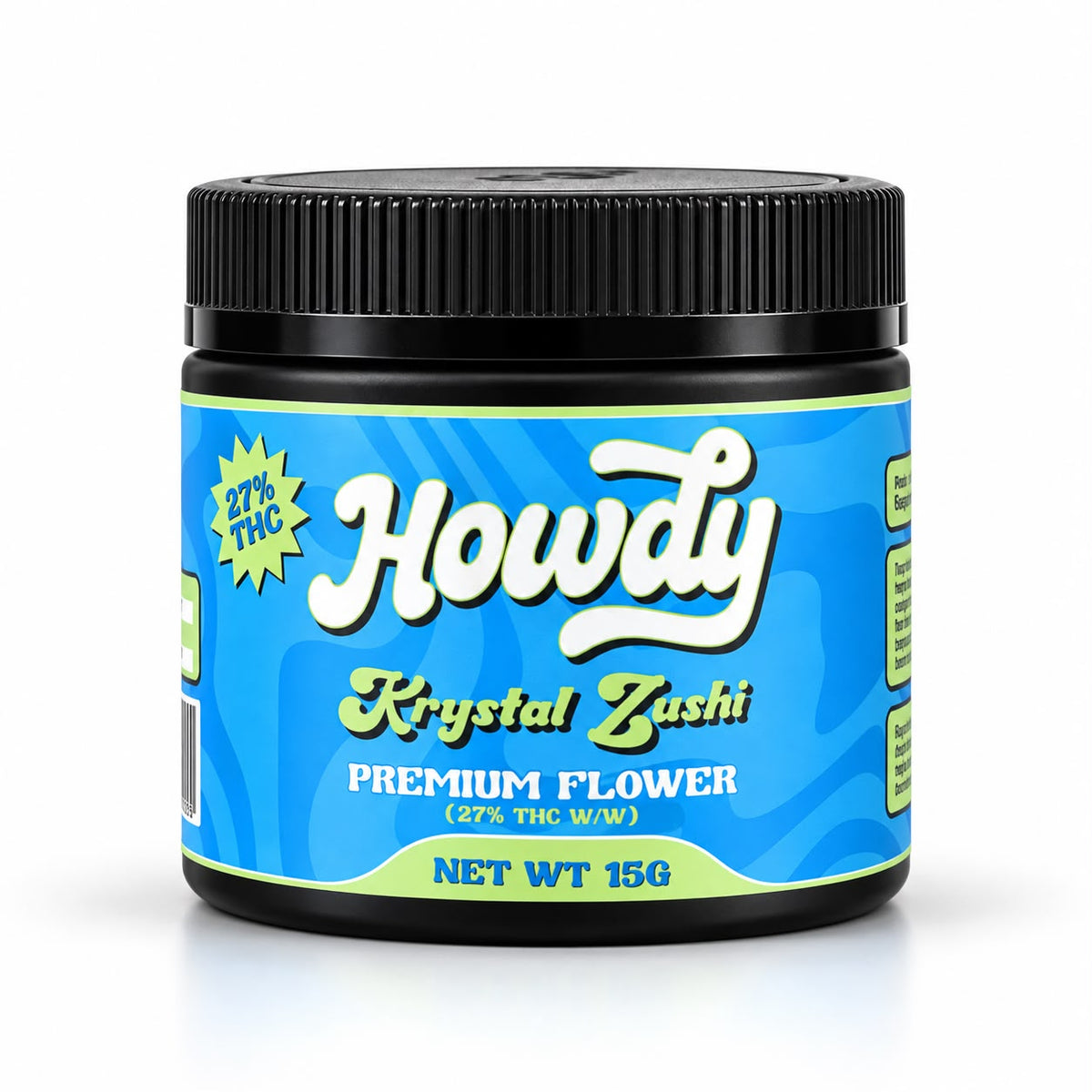 Howdy Krystal Zushi 27% THC Indica 15g Jar