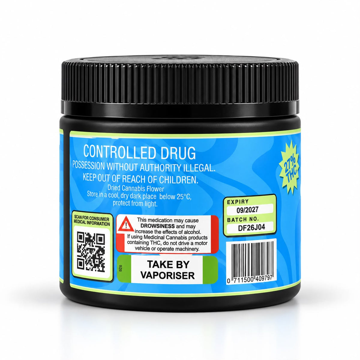 Howdy Krystal Zushi 27% THC Indica 15g Jar