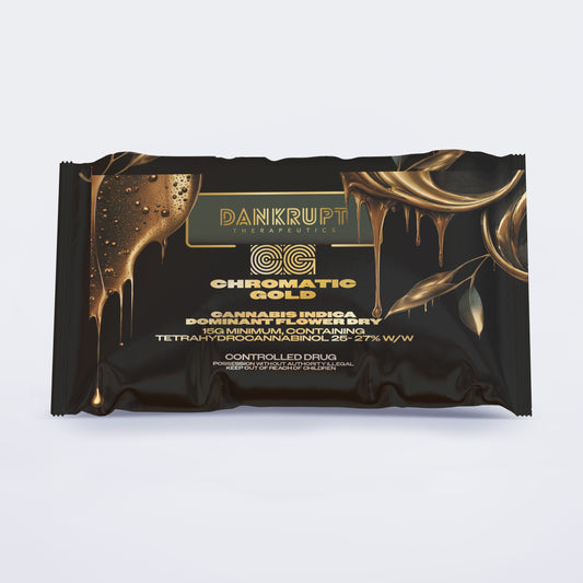 Dankrupt Chromatic Gold 25% THC 15g Mylar Bag